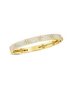 Roberto Coin Love in Verona 18K Yellow Gold Diamond Pave Bangle With Flowers