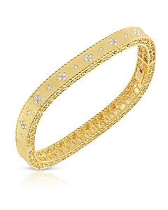 Roberto Coin Princess 18K Yellow Gold Satin Finish Bangle With Fleur De Lis Diamonds