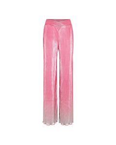 Rotate Ladies Silvery Pink Glo Gradient Plisse Straight Pants