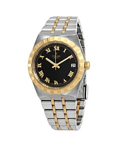 Women's Royal Stainless Steel with 18kt Yellow Gold Links Black Dial Watch