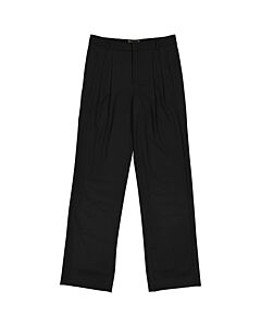 Saint Laurent Ladies Black Pleated Pants In Grain De Poudre