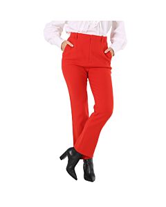 Saint Laurent Ladies Red Tailored Straight-leg Trousers, Brand Size 38 (US Size 6)
