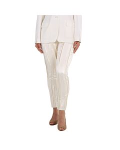 Saint Laurent White Crinkle-Effect Tailored Trousers