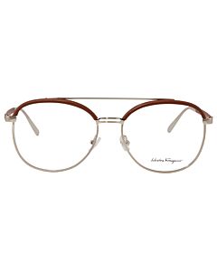 Salvatore Ferragamo 57 mm Gold/Brown Leather Eyeglass Frames