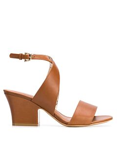 Salvatore Ferragamo Ladies Brown Plain Wedge Leather Sandals