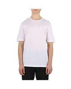 Salvatore Ferragamo Men Embroidered Gancini Logo T-shirt in White, Size Large