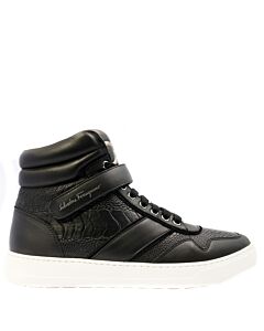 Salvatore Ferragamo Men's Black Noe Exoti High-top Sneakers