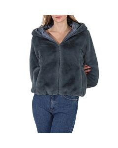 Save The Duck Ash Blue Laila Faux Fur Reversible Hooded Jacket
