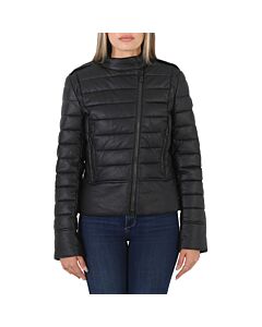 Save The Duck Ladies London Leather Biker Puffer Jacket