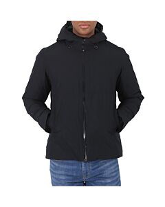 Save The Duck Men's Black Alvaro Logo-patch Hooded Padded Jacket