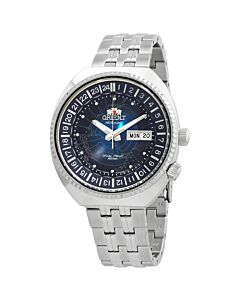 Men's World Map Revival Stainless Steel Blue Dial Watch