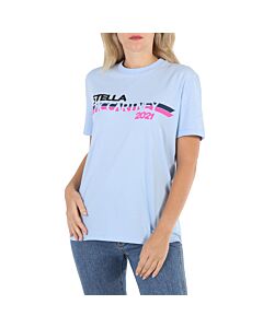 Stella McCartney Ladies Light Blue Moto Logo Print T-shirt