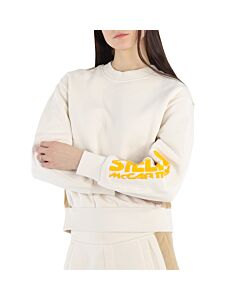 Stella Mccartney Ladies Logo-print Colour-block Sweatshirt - Cream