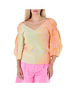 Stella McCartney Ladies Orchid Tie-Dyed V-Neck Blouse, Brand Size 40 (US Size 6)