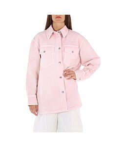 Stella Mccartney Ladies Pale Pink Logo-Plaque Denim Jacket