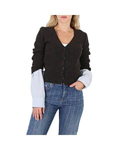 T by Alexander Wang Ladies Compact Cotton Cuff Ribbed Cardigan