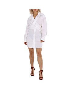 T by Alexander Wang Ladies White Cotton Cross Front Shirt Dress