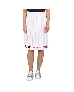 Thom Browne White Elite Pleated Midi Skirt