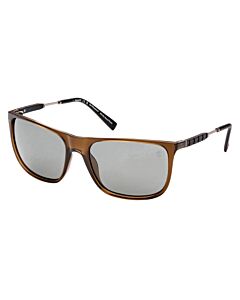Timberland 62 mm Shiny Crystal Green/Black Rubber Sunglasses