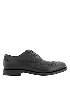 Tods Men's Black Perforations And Wingtip Leather Derby Shoes