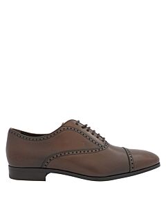 Tods Men's Brown Hand-Waxed Leather Perforated Lace-Up Shoes