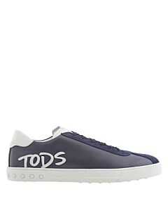 Tods Men's Navy Leather Logo Patch Sneakers