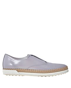 Tods Womens Espadrilles Leather Slip On Shoes in Medium Cement