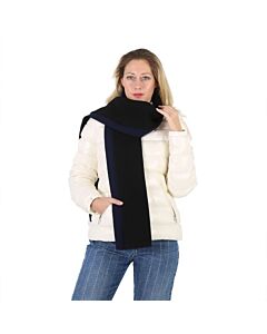 Tory Burch Tory Navy Double-Faced Wool And Cashmere Scarf