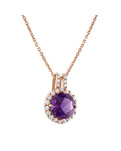 Tresorra 18K Rose Gold Diamond & Amethyst Necklace