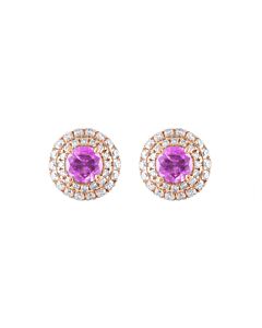 Tresorra 18K Rose Gold Pink Sapphire Earrings