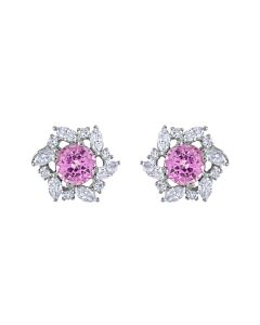 Tresorra 18K White Gold Diamond & Pink Sapphire Earrings
