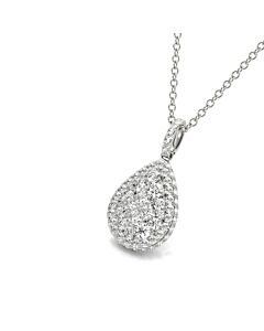 Tresorra 18K White Gold Pear Cluster Diamond Pendant Necklace