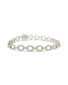 Tresorra 18K White/Yellow Gold Two Tone Pavé Link Diamond Bracelet