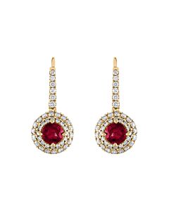 Tresorra 18K Yellow Gold Diamond & Ruby Drop Earrings