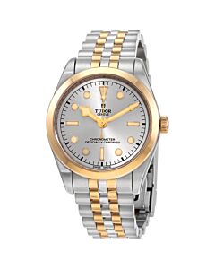 Unisex Black Bay 36 Stainless Steel and 18kt Yellow Gold Silver Dial Watch