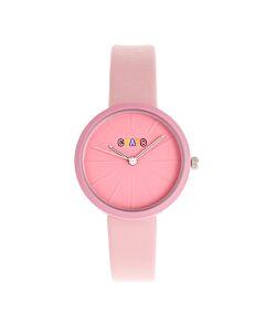 Unisex Blade Leatherette Pink Dial Watch