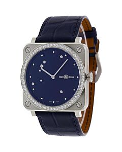 Unisex BR S Diamond Eagle Alligator Leather Midnight Blue with 7 Diamonds Dial Watch