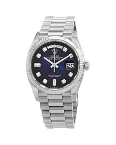 Unisex Day-Date 18kt White Gold Rolex President Blue Dial Watch