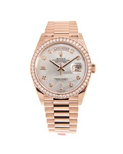 Unisex Day-Date 18kt Rose Gold Rolex President Mother of Pearl Dial Watch