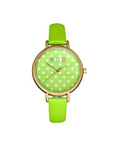 Unisex Dot Leather Green Dial Watch