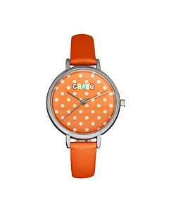 Unisex Dot Leather Orange Dial Watch