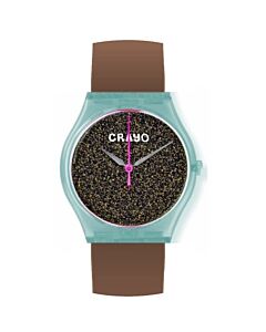Unisex Glitter Leatherette Charcoal Dial
