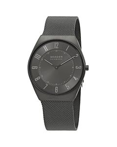 Unisex Grenen Ultra Slim Stainless Steel Mesh Charcoal Dial Watch