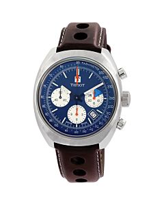 Unisex Heritage Chronograph Leather Blue Dial Watch