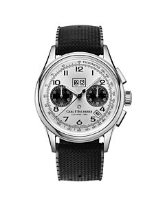 Unisex Heritage Chronograph Rubber Silver Dial Watch