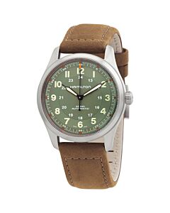 Unisex Khaki Field Leather Green Dial Watch