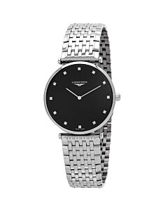 Unisex La Grande Classique De Longines Stainless Steel Black Dial Watch