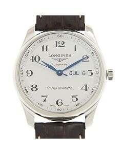 Unisex Master Leather Silver-tone Dial Watch