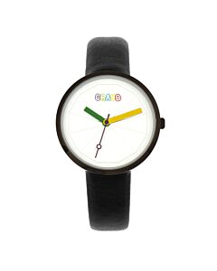 Unisex Metric Leatherette Silver Dial Watch