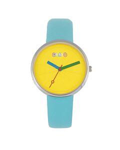Unisex Metric Leatherette Yellow Dial Watch